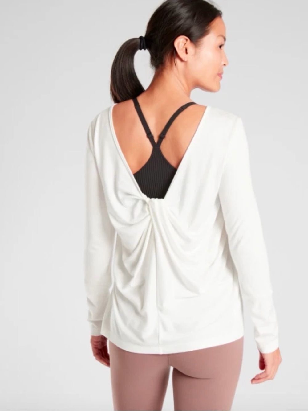Athleta Waterfall Front Long Sleeve Top Bright White Size S